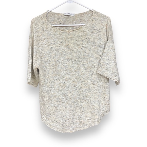 Zara Sweaters - ZARA Knit 3/4 Sleeve Asymmetric Melange Short Sleeve Sweater Top Medium